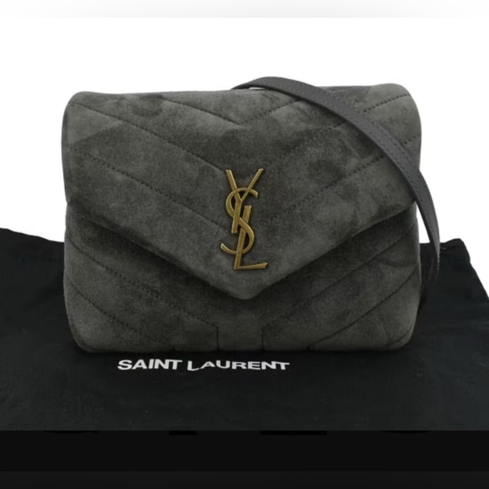 *NWT*SAINT LAURENT Loulou Toy Quilted-Suede Bag GREY